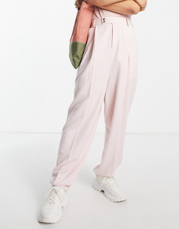 Asos Design Balloon Smart Pants In Pastel Pink