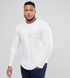 Only & Sons Plus Longline Long Sleeve T-shirt - White
