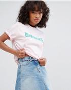 Wasted Paris Boyfriend T-shirt With Gothic Text Logo - Pink