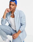 Asos Design Slim Oxford Shirt In Blue-blues