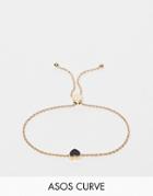 Asos Design Curve Bracelet With Enamel Heart Charm In Gold Tone