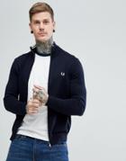 Fred Perry Cotton Zip Through Cardigan In Navy - Navy