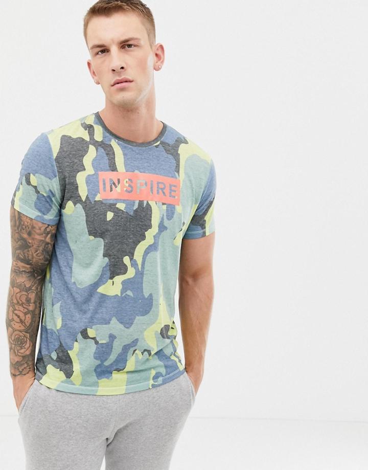 Jack And Jones Originals Camo Print Tee - Green