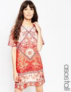 Asos Tall Tile Print T-shirt Dress - Multi