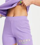 Collusion Daisy Embroidered Booty Short In Lilac-purple