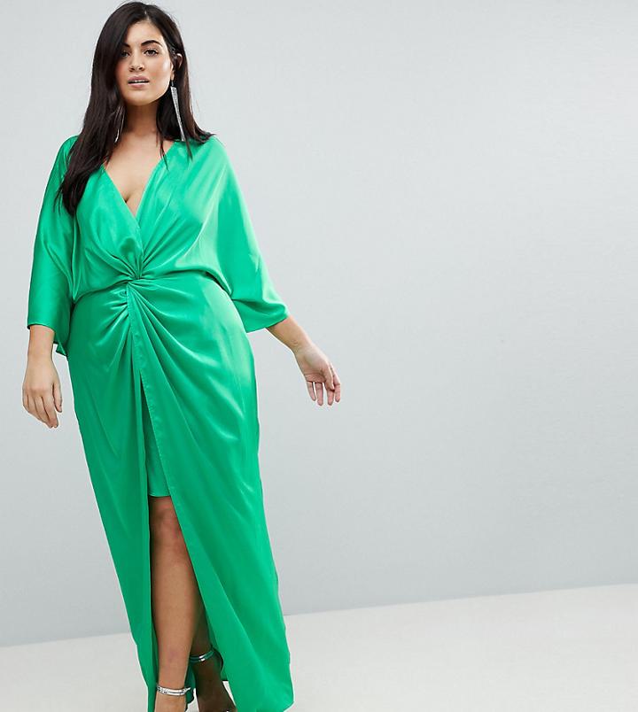 Asos Curve Kimono Twist Front Maxi - Gray