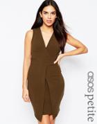 Asos Petite Sleeveless Asymmetric Pencil Dress - Khaki