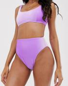 Asos Design Mix And Match Velvet High Leg High Waist Bikini Bottom In Lilac - Purple