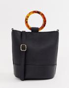 New Look Structured Round Handle Bucket Bag In Black - Black