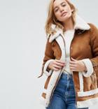 Vero Moda Petite Faux Shearling Jacket - Red