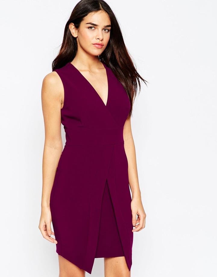 Asos Sleeveless Asymmetric Dress - Khaki