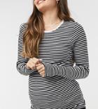 Pieces Maternity Long Sleeve T-shirt In Black And White Stripe-multi