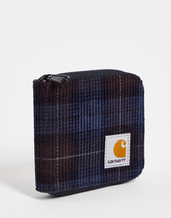 Carhartt Wip Flint Corduroy Wallet In Blue Check