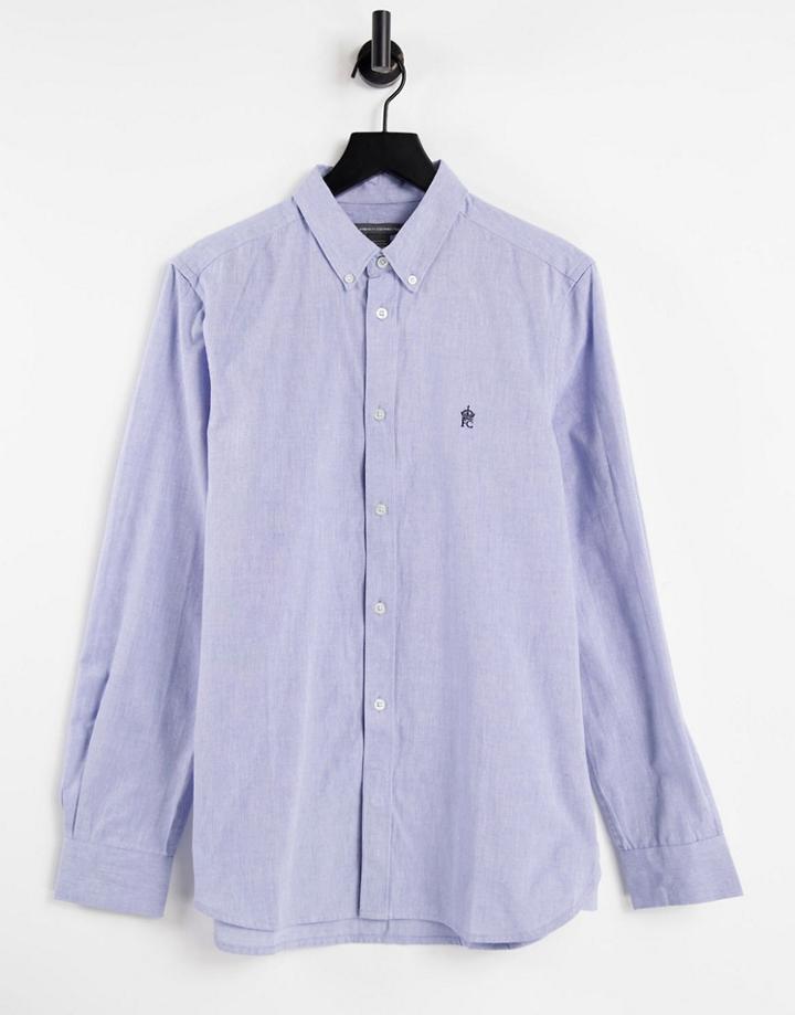French Connection Long Sleeve Oxford Shirt In Sky Blue-blues