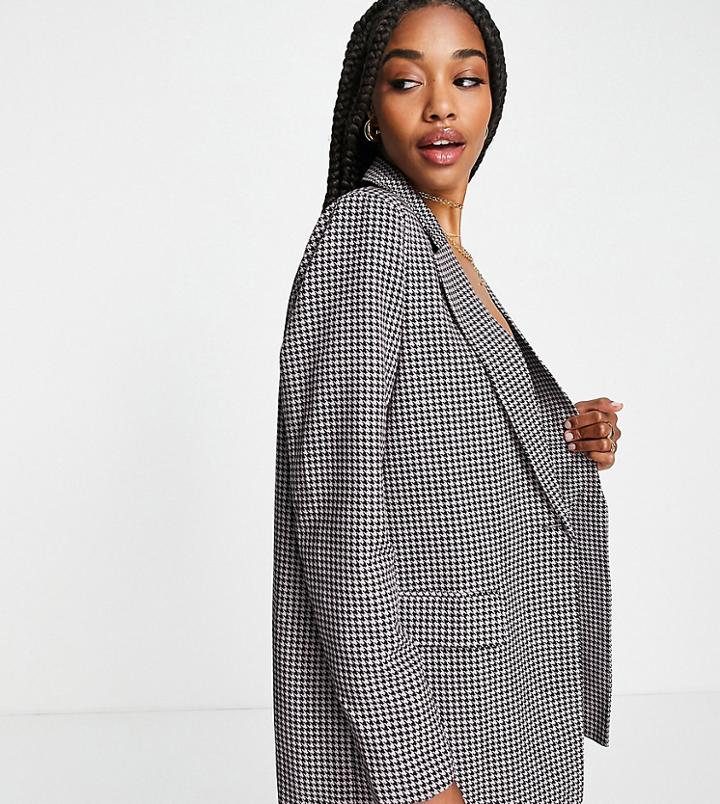 Missguided Tall Houndstooth Blazer In Pink - Part Of A Set