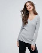 Vero Moda Ribbed Sweater With V Neck - Gray