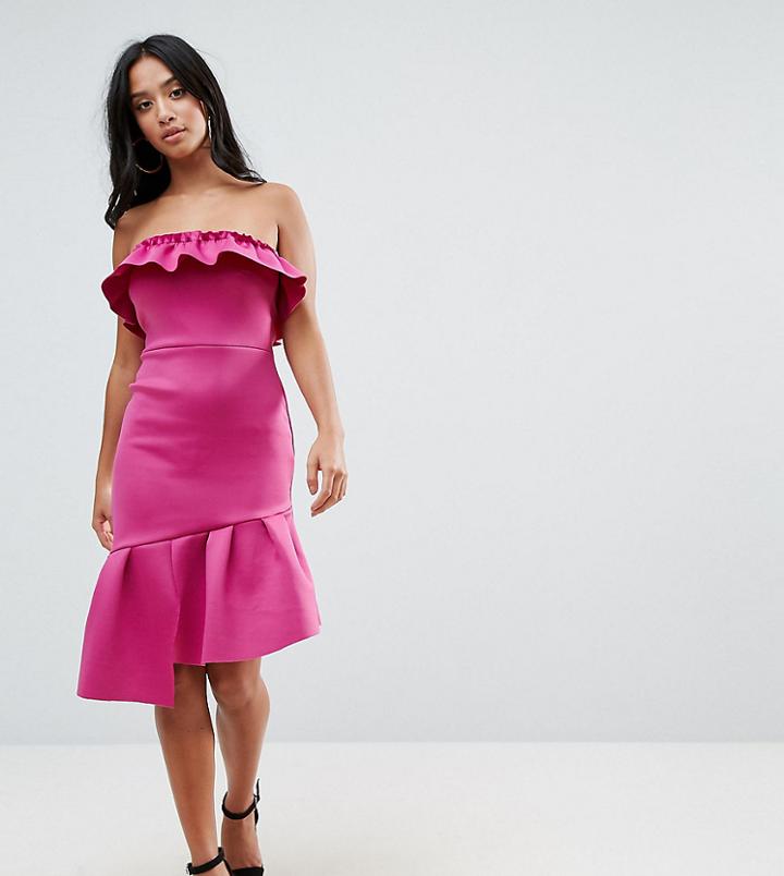 Asos Petite Ruffle Bandeau Bodycon Dress - Pink