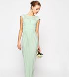 Asos Tall Wedding Lace Top Pleated Maxi Dress - Green