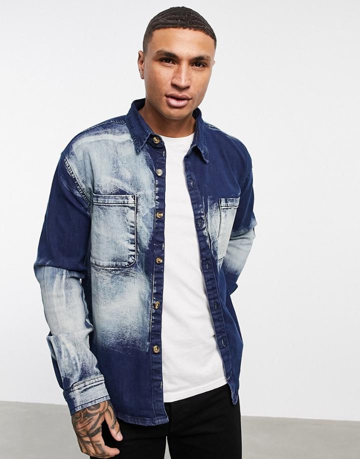 Ldn Dnm Bleach Denim Shirt - Part Of A Set-blues