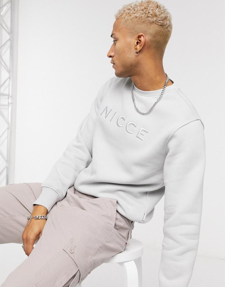 Nicce Embroidered Logo Mercury Sweatshirt In Stone Gray-grey