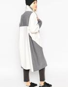 Asos White Color Block Ovoid Coat In Heavy Wool