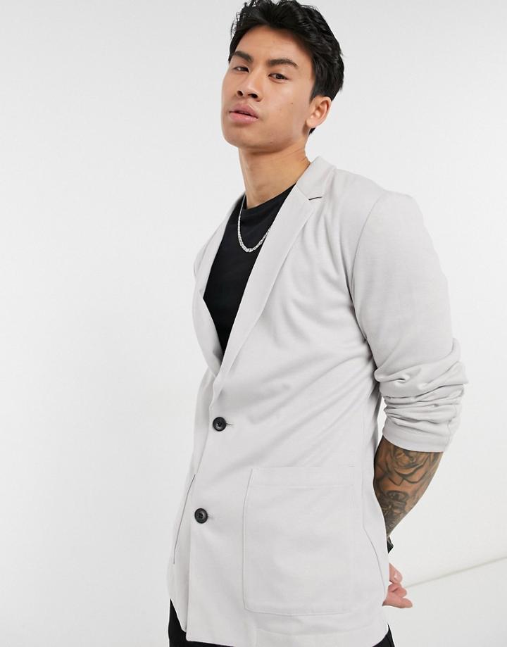 Asos Design Skinny Soft Tailored Jersey Blazer In Ice Gray-grey
