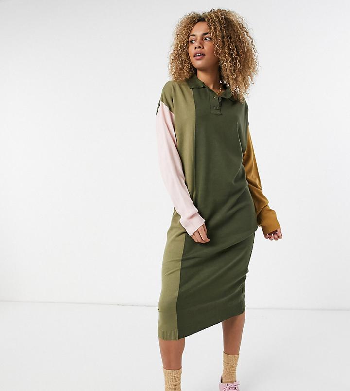 Collusion Maxi Knitted Rugby Dress-multi