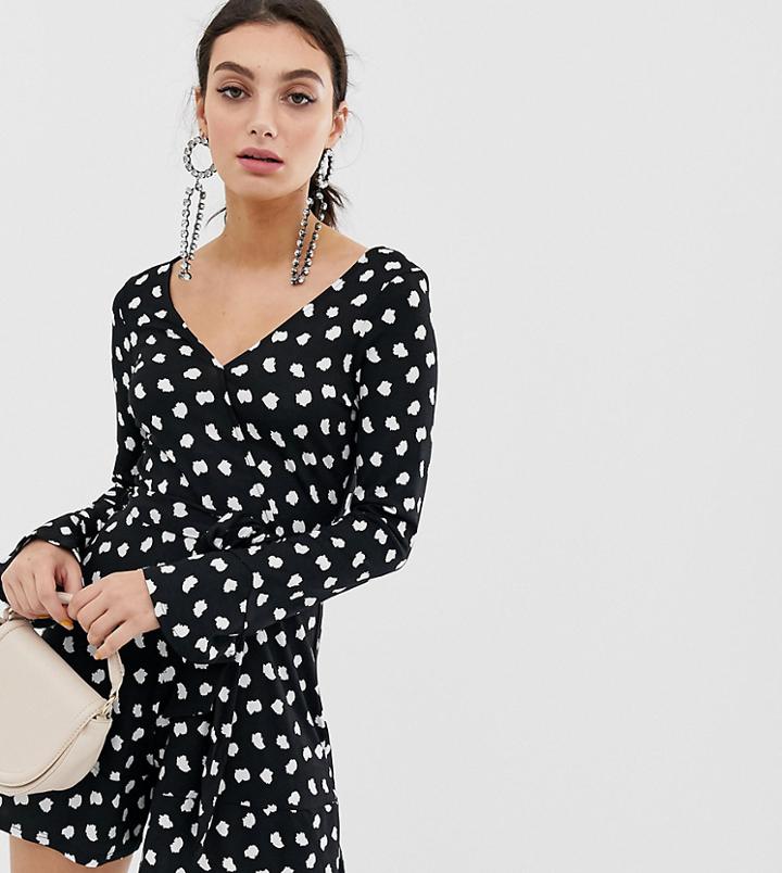 River Island Tea Romper In Polka Dot - Black