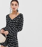 River Island Tea Romper In Polka Dot - Black