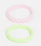Asos Design Curve Pack Of 2 Bangle Bracelet In Twist Plastic-multi