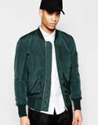 Asos Bomber Jacket With Ma1 Pocket In Teal - Teal