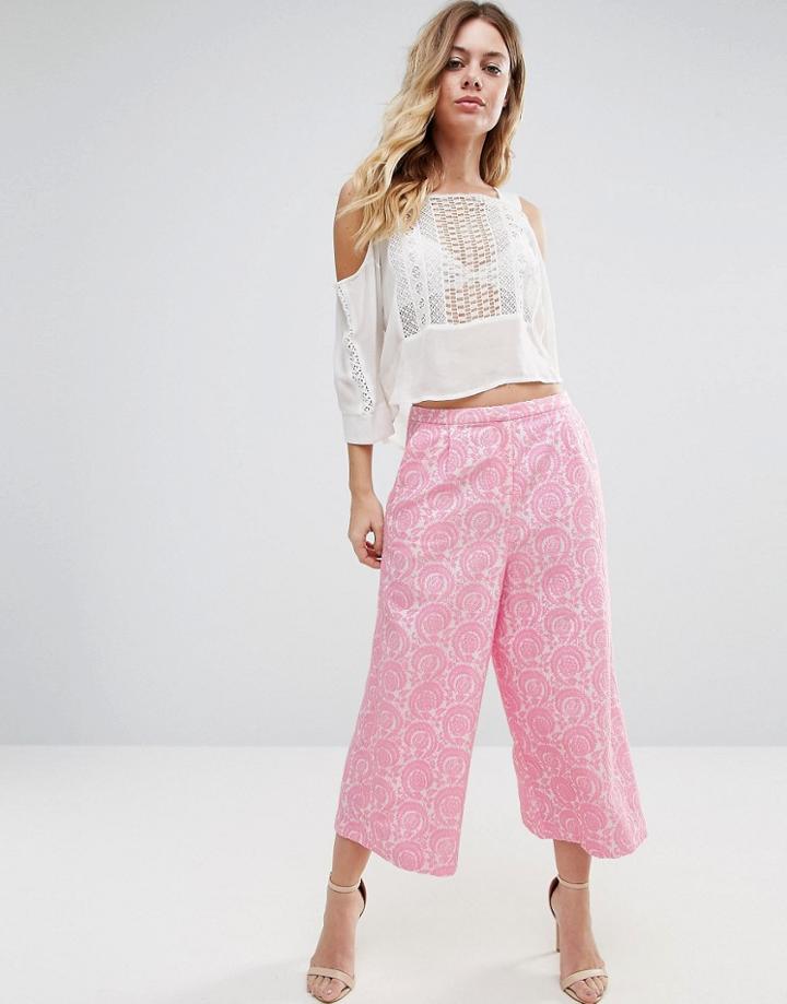 Traffic People Printed Culottes - Pink