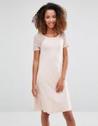 Vero Moda Swing Dress With Mesh Polka Dot Sleeves - Pink