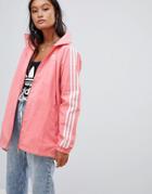 Adidas Originals Three Stripe Hooded Jacket In Pink - Pink