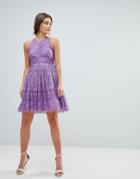 Asos Pinny Prom Mini Dress In Lace-purple
