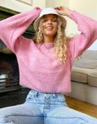 Topshop Roll Neck Cropped Sweater In Light Pink