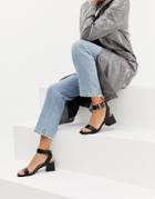Raid Bessie Black Block Square Toe Heel Sandal - Black