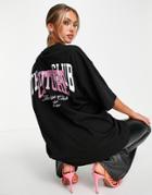 The Couture Club Oversized Varisty T-shirt In Black