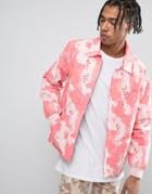 Asos Coach Jacket In Washed Pink Camo Print - Green
