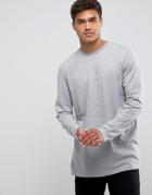 Asos Longline Long Sleeve T-shirt - Gray
