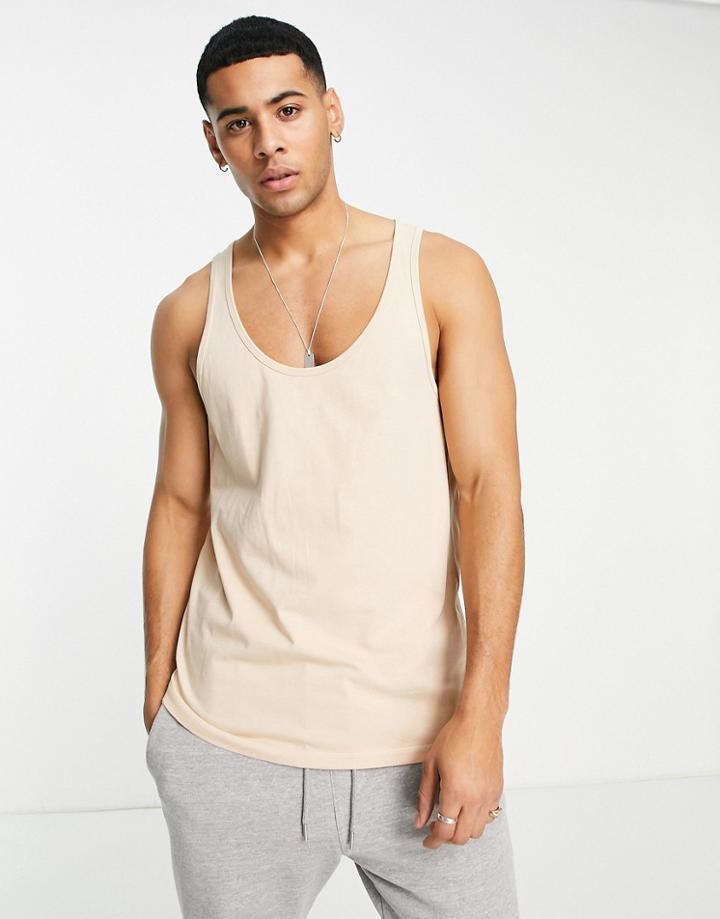 Asos Design Vest In Beige-neutral