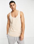Asos Design Vest In Beige-neutral
