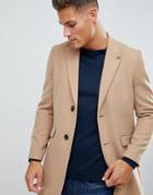 Burton Menswear Coat In Faux Wool In Camel - Beige