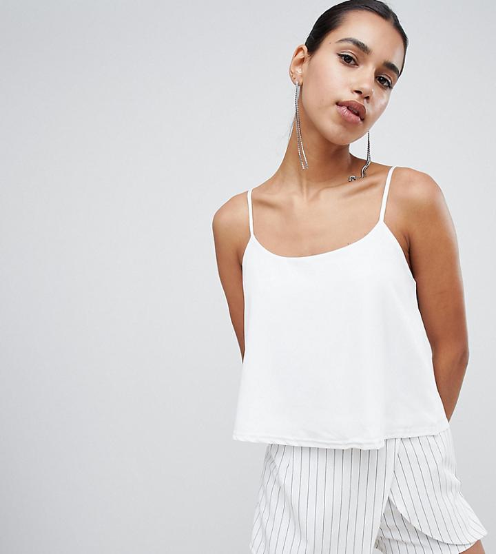 Boohoo Basic Woven Cami Top In White - White