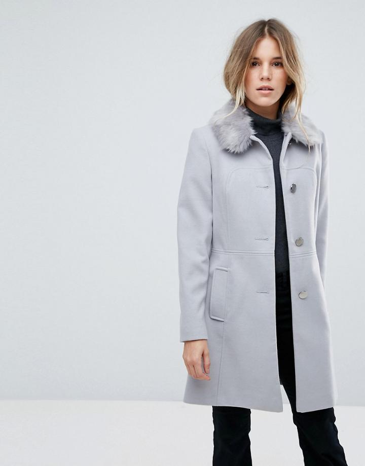 Oasis Faux Fur Swing Coat - Pink