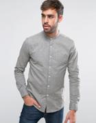 Farah Steen Grandad Shirt Slim Fit 2 Color Oxford In Green - Green