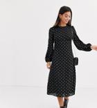 Fashion Union Petite Open Back Tea Dress In Allover Gold Dot