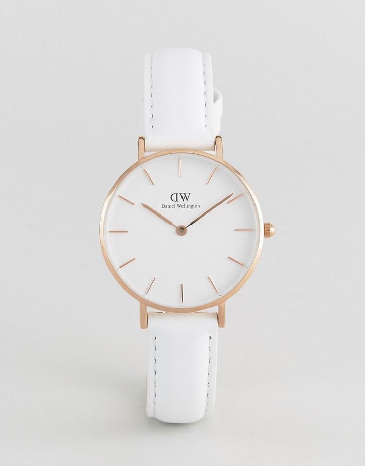 Daniel Wellington Dw00100189 Classic Petite Leather Watch In White 32mm - White