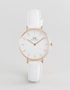 Daniel Wellington Dw00100189 Classic Petite Leather Watch In White 32mm - White