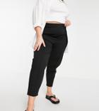 Asos Design Curve Peg Pants With Pintucks In Ponte In Black